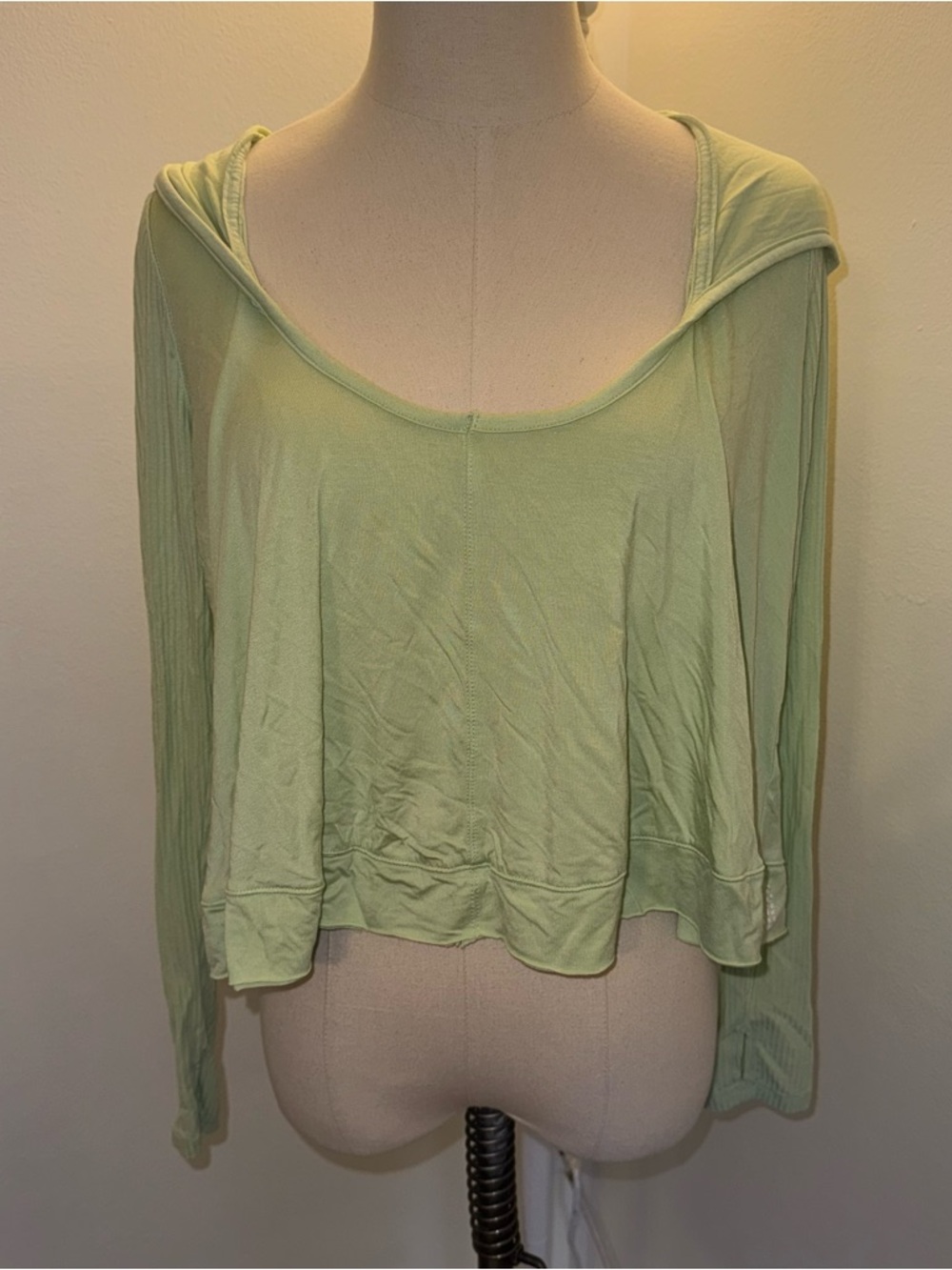 Free People FP Movement Women’s Small Lightweight Lime Green Cropped Hoodie Top